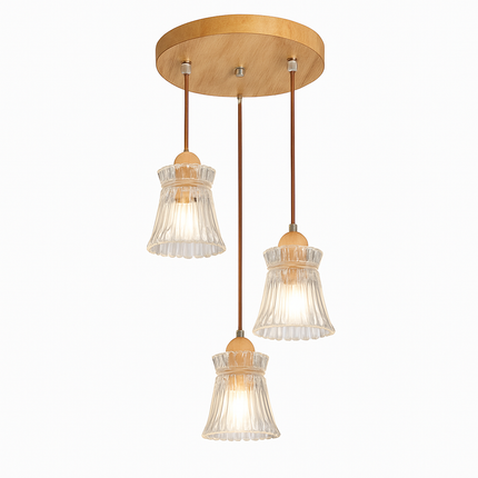 Suspension japonaise design en bois et verre — LZ4X9T1