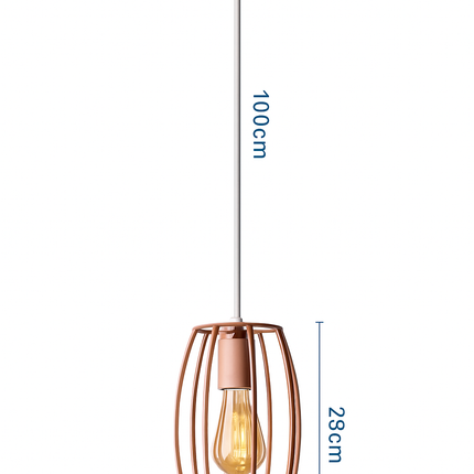 Suspension lampe de plafond cage en fer style loft E27 or rose — LZ4X9T