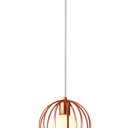 Suspension lampe de plafond cage en fer style loft E27 or rose — LZ4X9T