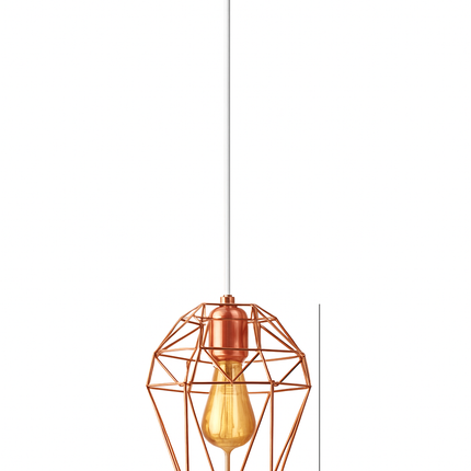 Suspension lampe de plafond cage en fer style loft E27 or rose — LZ4X9T