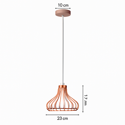 Suspension lampe de plafond cage en fer style loft E27 or rose — LZ4X9T