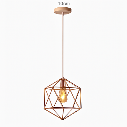 Suspension lampe de plafond cage en fer style loft E27 or rose — LZ4X9T