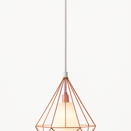 Suspension lampe de plafond cage en fer style loft E27 or rose — LZ4X9T