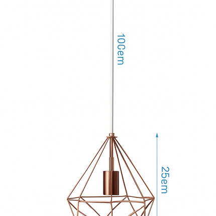 Suspension lampe de plafond cage en fer style loft E27 or rose — LZ4X9T