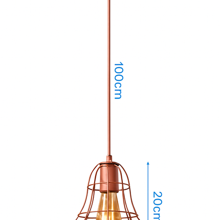 Suspension lampe de plafond cage en fer style loft E27 or rose — LZ4X9T