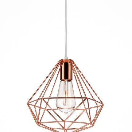 Suspension lampe de plafond cage en fer style loft E27 or rose — LZ4X9T