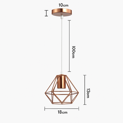 Suspension lampe de plafond cage en fer style loft E27 or rose — LZ4X9T