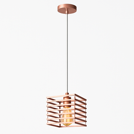 Suspension lampe de plafond cage en fer style loft E27 or rose — LZ4X9T