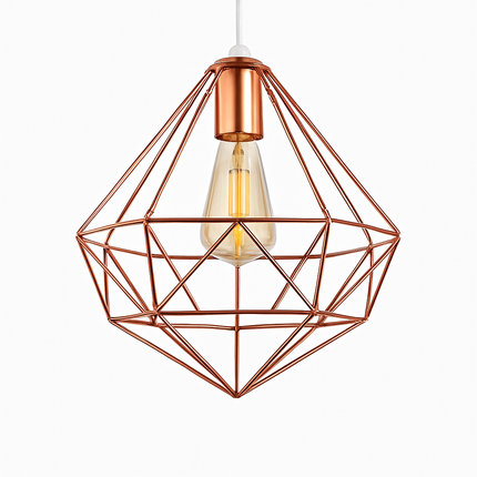 Suspension lampe de plafond cage en fer style loft E27 or rose — LZ4X9T