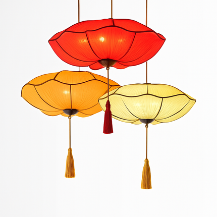 Suspension lanterne chinoise en tissu fait main — LZ4X9P