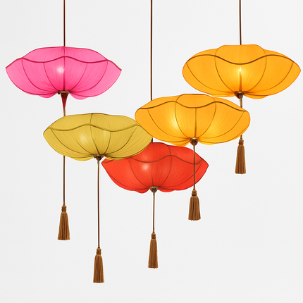 Suspension lanterne chinoise en tissu fait main — LZ4X9P