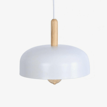 Suspension LED demi-boule style industriel avec support en bois — LZ4X9P2Q