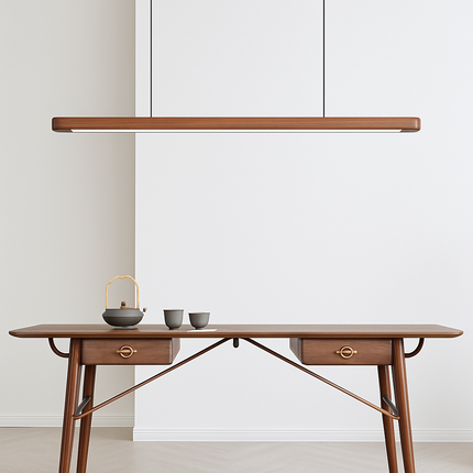 Suspension LED ovale en bois au design nordique moderne à longue bande — LZ4X9Q2M