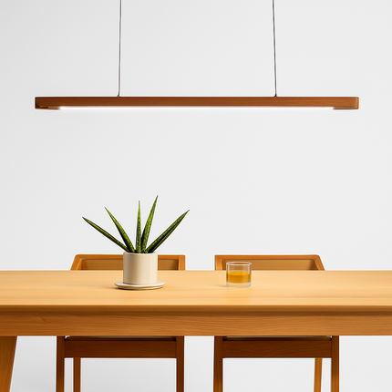 Suspension LED ovale en bois au design nordique moderne à longue bande — LZ4X9Q2M