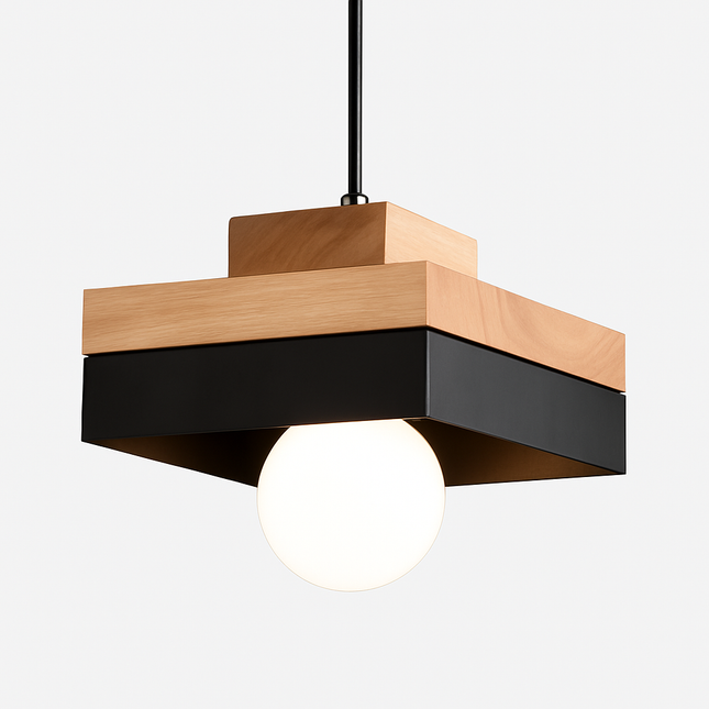 Suspension LED en bois forme carrée ou ronde — LZ4X9T