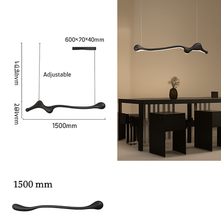 Suspension LED en bois de frêne au style moderne — LZ7QX2