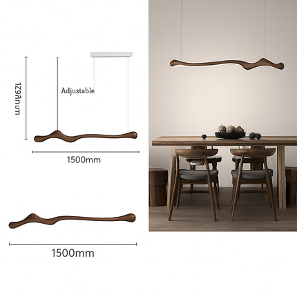 Suspension LED en bois de frêne au style moderne — LZ7QX2