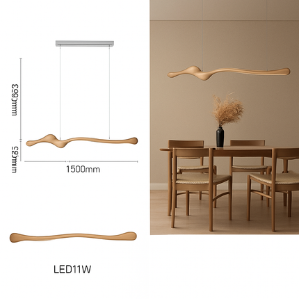 Suspension LED en bois de frêne au style moderne — LZ7QX2