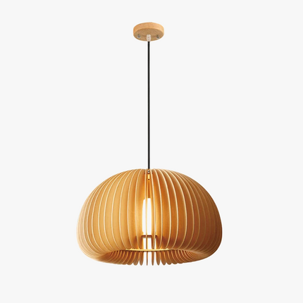 Suspension LED en bois forme citrouille design moderne fait main — LZ4X9T2