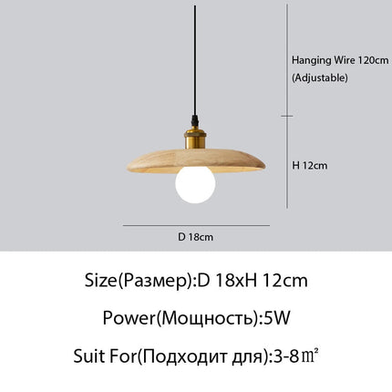 Suspension LED en bois massif style nordique pour restaurant et bar — LZ4P9XQ