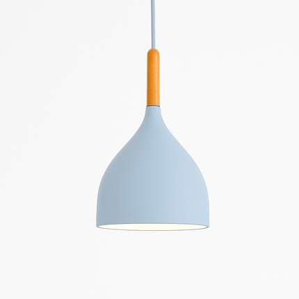 Suspension LED nordique en métal coloré et bois — LZ4X9P2