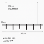 150cm-12Lumières-Noir / 3000K