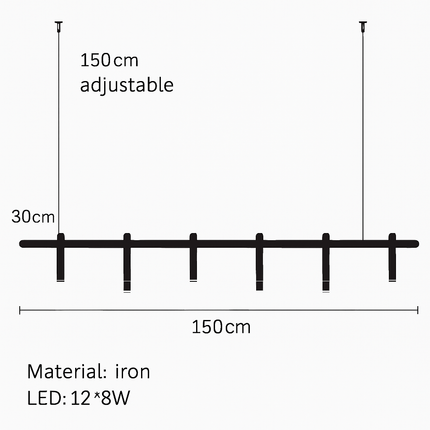 suspension led en tube en u design artistique réglable