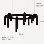 60cm-12Lumières-Noir / 3000K