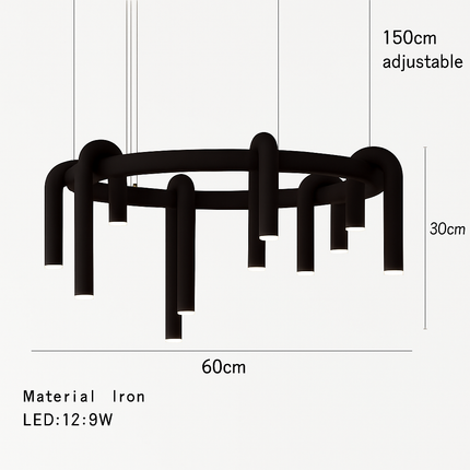 suspension led en tube en u design artistique réglable