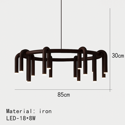 suspension led en tube en u design artistique réglable