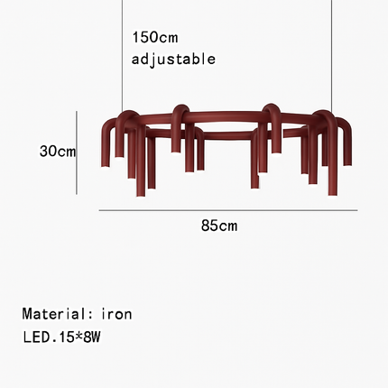 suspension led en tube en u design artistique réglable