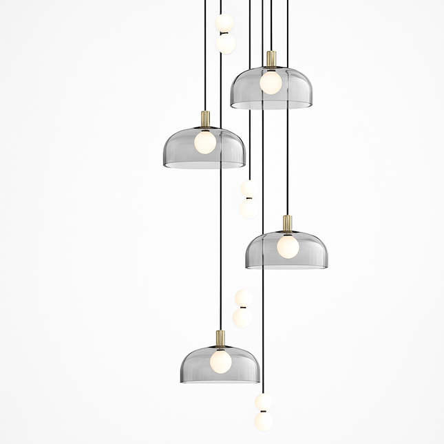 Suspension LED en verre au design nordique gris fumé