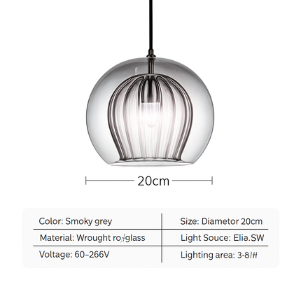 Suspension LED en verre gris fumé au style nordique — LZ4N7Q2