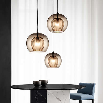 Suspension LED en verre gris fumé au style nordique — LZ4N7Q2