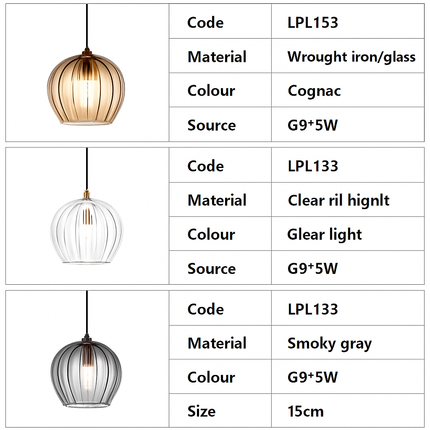 Suspension LED en verre gris fumé au style nordique — LZ4N7Q2