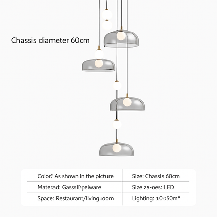 Suspension LED en verre gris fumé au style nordique — LZ4P9XQ
