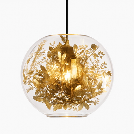Suspension LED en verre avec décor floral doré Kevin Reilly — LZ4X9J