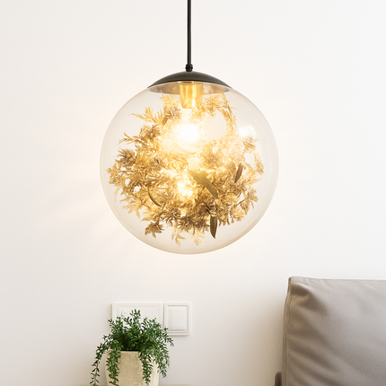 Suspension LED en verre avec décor floral doré Kevin Reilly — LZ4X9J