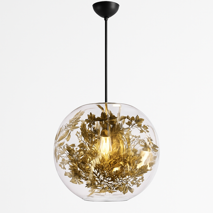 Suspension LED en verre avec décor floral doré Kevin Reilly — LZ4X9J