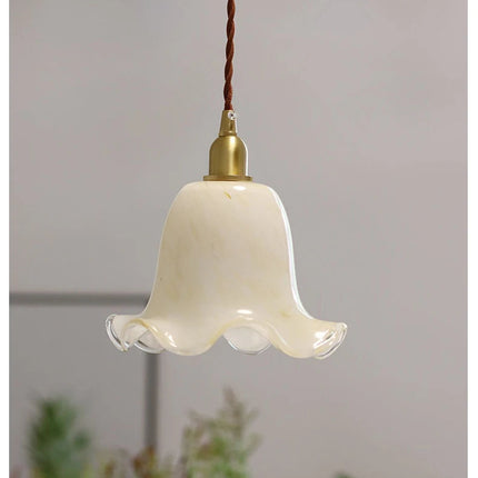 Suspension LED fleurs en laiton et verre style rétro minimaliste — LZ4X9Q