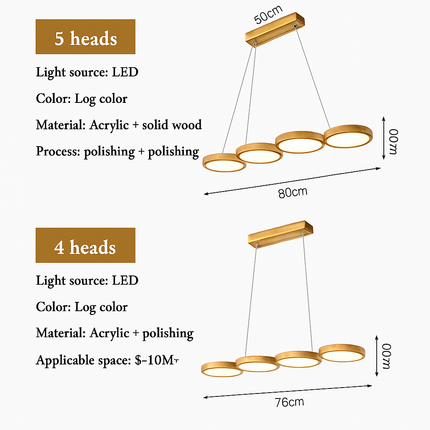 Suspension LED moderne en bois pour cuisine — LZ4X9P2
