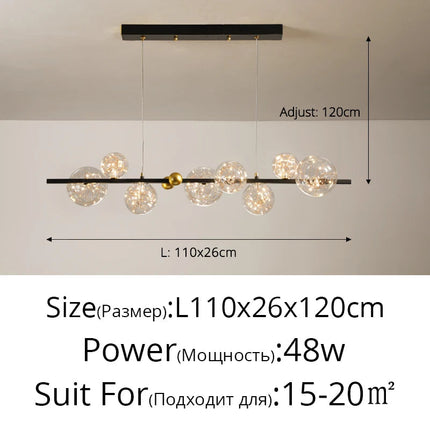 suspension led nordique boule de verre clair pour bar restaurant