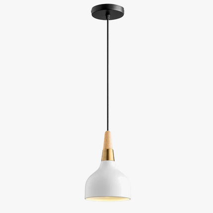 Suspension LED nordique en fil de fer forme macaron bois — LZ4X9P2