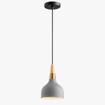 Suspension LED nordique en fil de fer forme macaron bois — LZ4X9P2