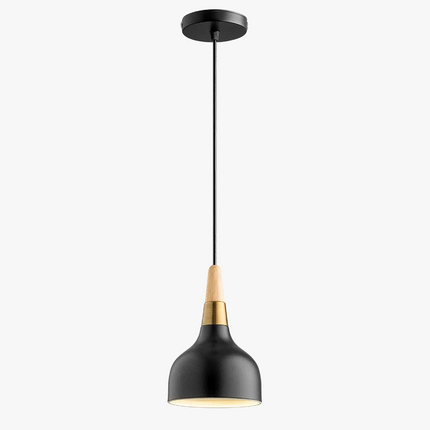 Suspension LED nordique en fil de fer forme macaron bois — LZ4X9P2