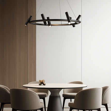 Suspension LED rotative en métal noir style nordique pour intérieur — LZ4X9B
