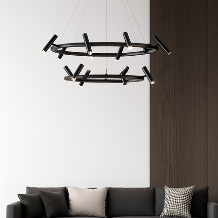 Suspension LED rotative en métal noir style nordique pour intérieur — LZ4X9B