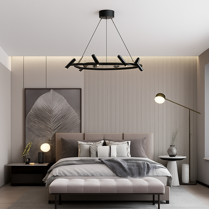 Suspension LED rotative en métal noir style nordique pour intérieur — LZ4X9B