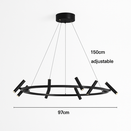 Suspension LED rotative en métal noir style nordique pour intérieur — LZ4X9B