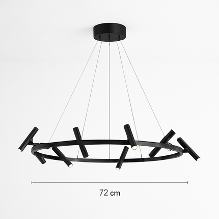 Suspension LED rotative en métal noir style nordique pour intérieur — LZ4X9B